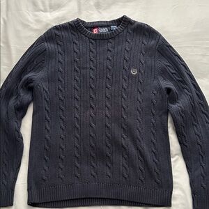 Chaps Navy Blue Cable Knit Fisherman Sweater Crewneck Men’s Medium